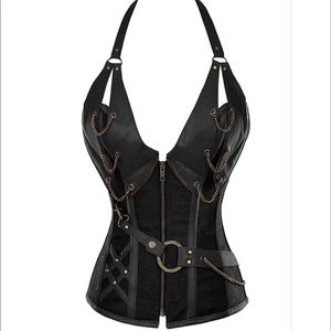 STEAMPUNK FAUX LEATHER CORSET BUSTIER SIZE SMALL
